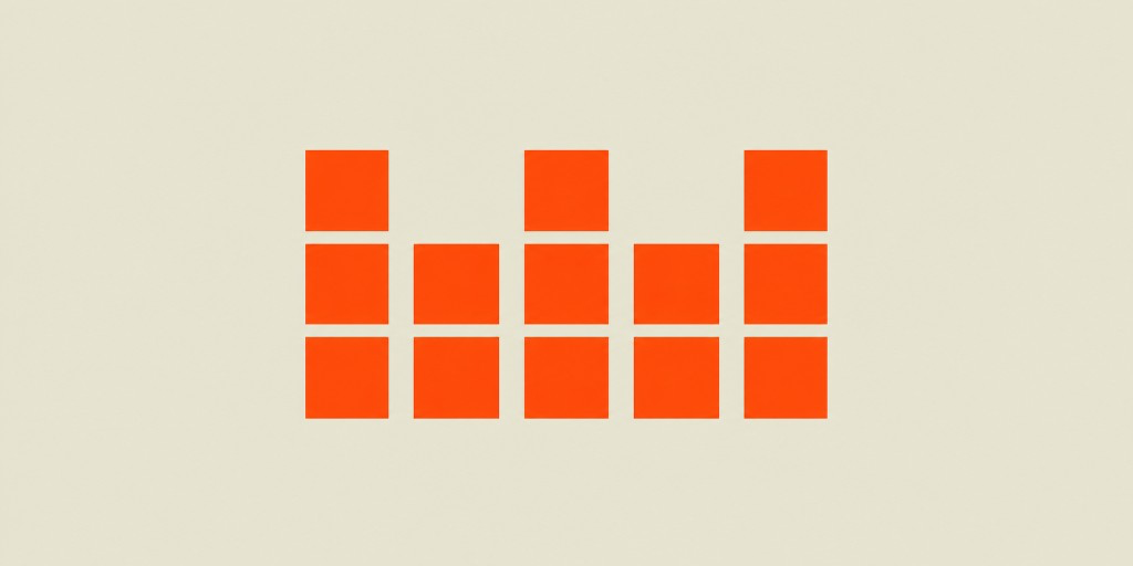 The Regents crown: orange squares in three rows on a cream background.